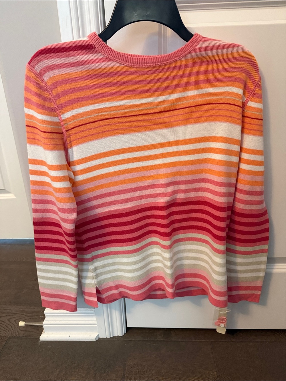 Striped Crewneck Sweater in Pink, Orange & White